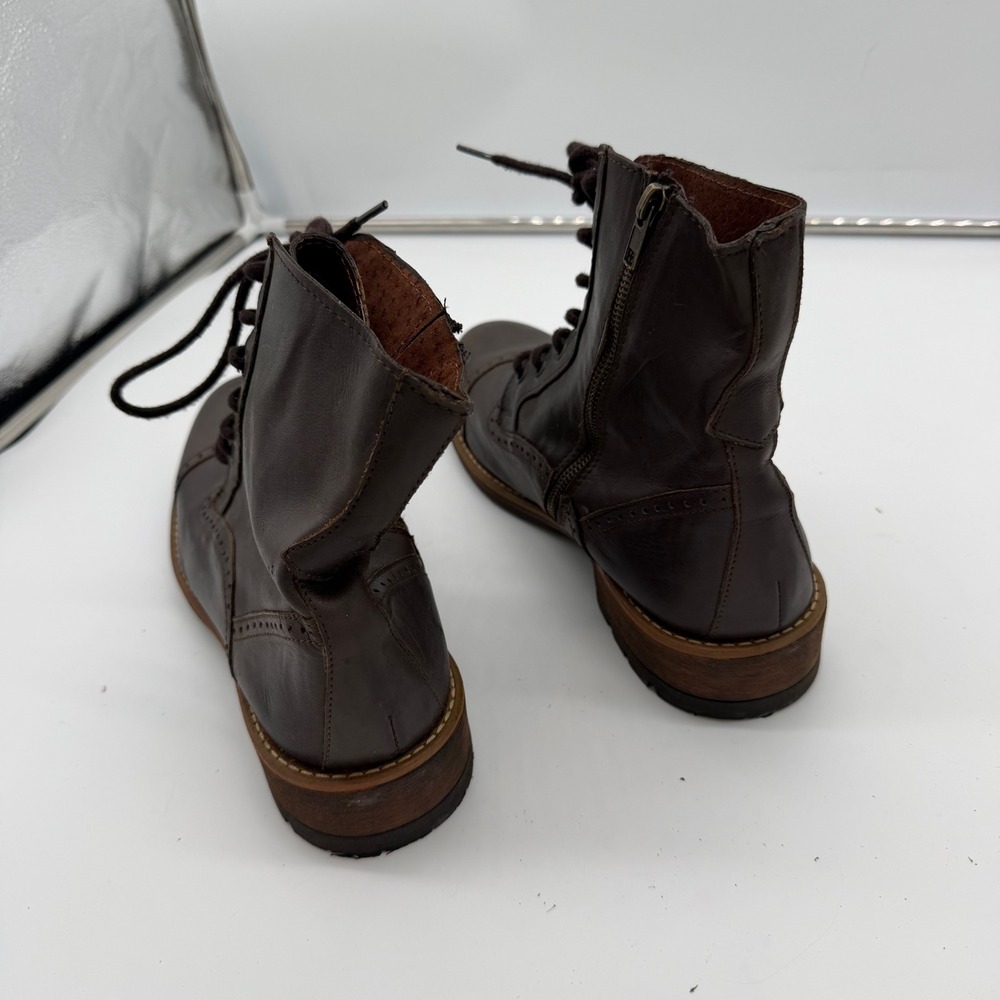 Steve Madden Nathen Mens 12 D Brown Leather Brogue Wingtip Combat Boots Zipper - Picture 2 of 7